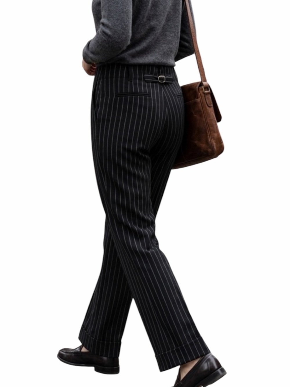 Vintage Tristan & Iseut Cinch Back Pinstripe Trousers - Lined - Size 4